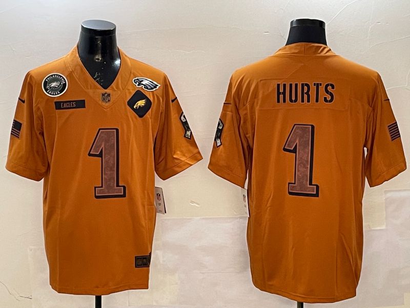 Men Philadelphia Eagles #1 Hurts Yellow Nike 2025 Salute to Service Limited NFL Jersey style 6->philadelphia eagles->NFL Jersey